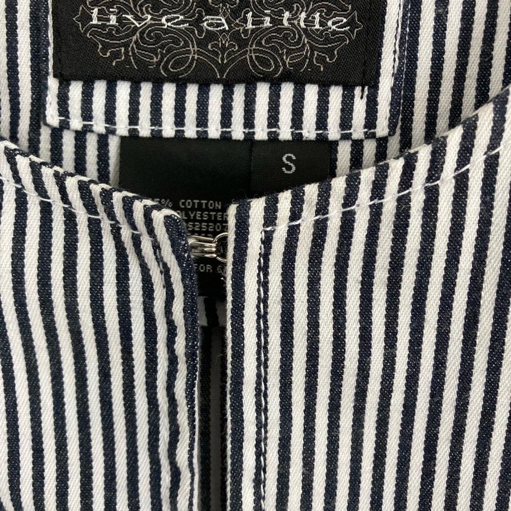 Dark Navy and White Striped Bell Sleeve Jacket Size S